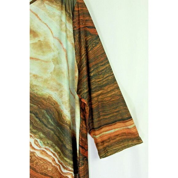 Lily by Firmiana Stunning Agate Stone Print Top 3/4 Sleeve Sharkbite Womens 2X - Picture 4 of 7